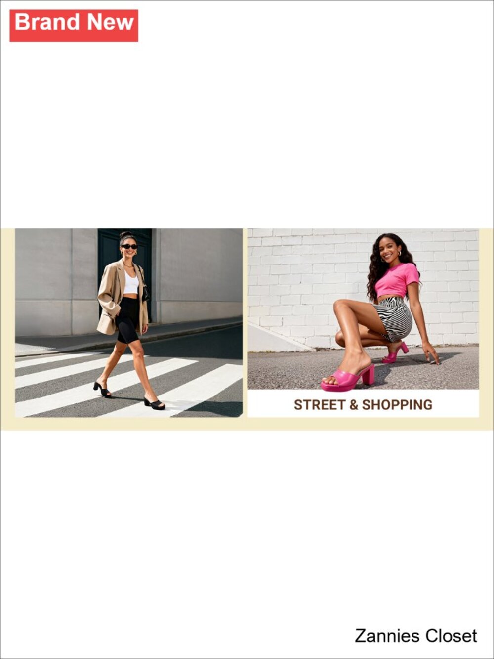 ✨ Platform Block Heel Mule Sandals Square Toe Slip On Faux Leather 3 inch Heel - Picture 6 of 6